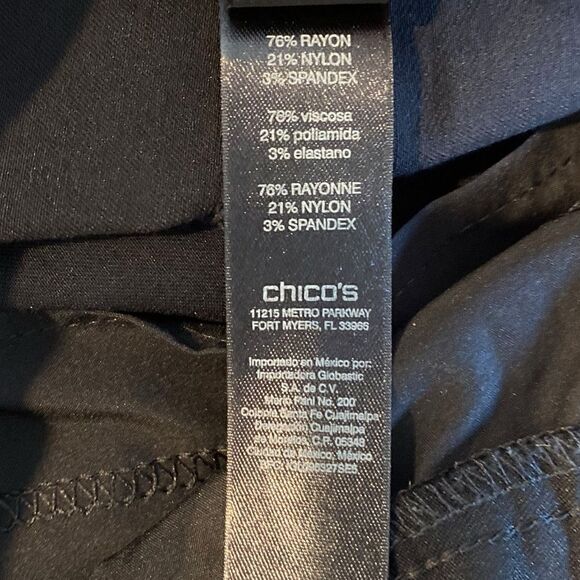 Chico’s So Slimming Sz 0.5/XS Black Ankle Beige Tassel Silver Beaded Hem Psnts - Picture 4 of 5